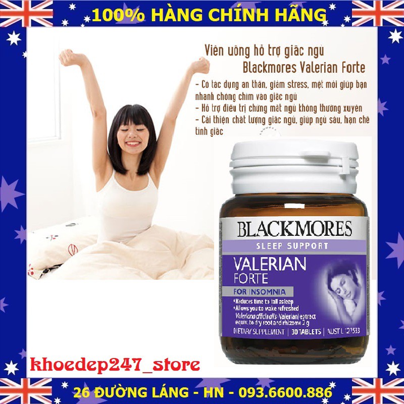 Thực phẩm chức năng Viên uống hỗ trợ giấc ngủ Blackmores Valerian Forte 2000mg Úc