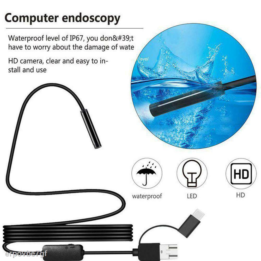Hình Thật Camera nội soi mini HD 640x480 IP67 1/2/3.5m cứng type-C dẻo chuyên dụng cho kiểm tra xe hơi R0H5 | BigBuy360 - bigbuy360.vn