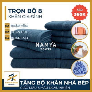 Mua BỘ 8 KHĂN CHO GIA ĐÌNH: 2 KHĂN TẮM  2 KHĂN GỘI  4 KHĂN MẶT + BỘ KHĂN BẾP