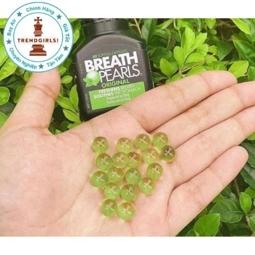 Viên uống thơm miệng thảo dược Breath Pearls, Úc (50v) giảm mùi miệng cho người lớn, phụ nữ và bé trên 6 tuổi