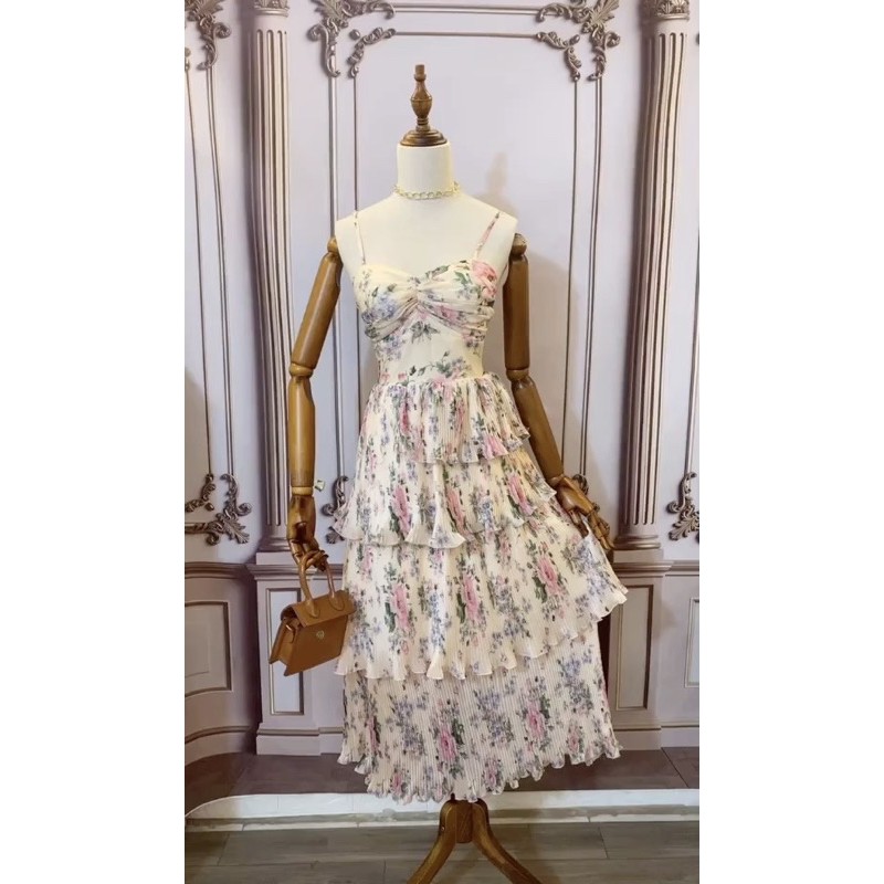 Váy hoa hai dây dập ly