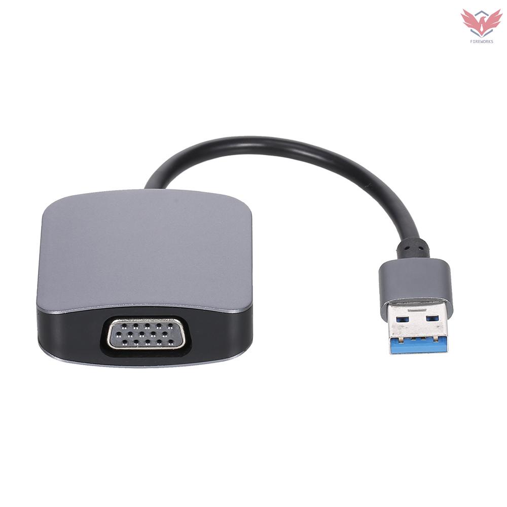 Fir USB to VGA Adapter 1080P Ultra HD USB3.0 Video Adapter Screen Mirroring Adapter for TV/Monitor/Projector Gray