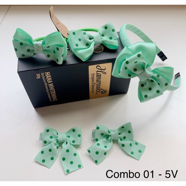 Combo Bờm + Nơ + Kẹp tóc (hàng handmade) dành cho bé gái 💖💖💖