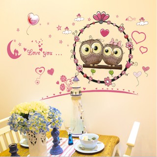 Decal dán tường trang trí trẻ em: Cặp cú mèo TB131