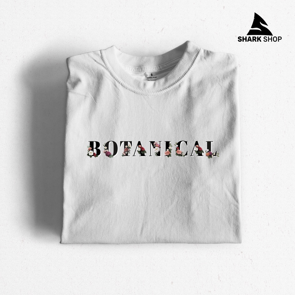 Áo Phông Basic Cotton Họa tiết BOTANICAL |SHARK SHOP| Nam Nữ Unisex Tay Lỡ Form Rộng Dày Cổ Tròn