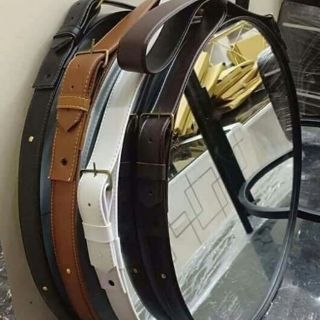 Gương tròn treo tường dây da simili cao cấp - Shop Gương decor Sunshine