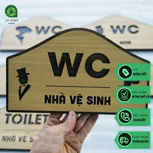 (HANDMADE) Bảng dán cửa phòng vệ sinh WC Nam Nữ bằng Gỗ độc đáo - TL28 - Laxanhstore
