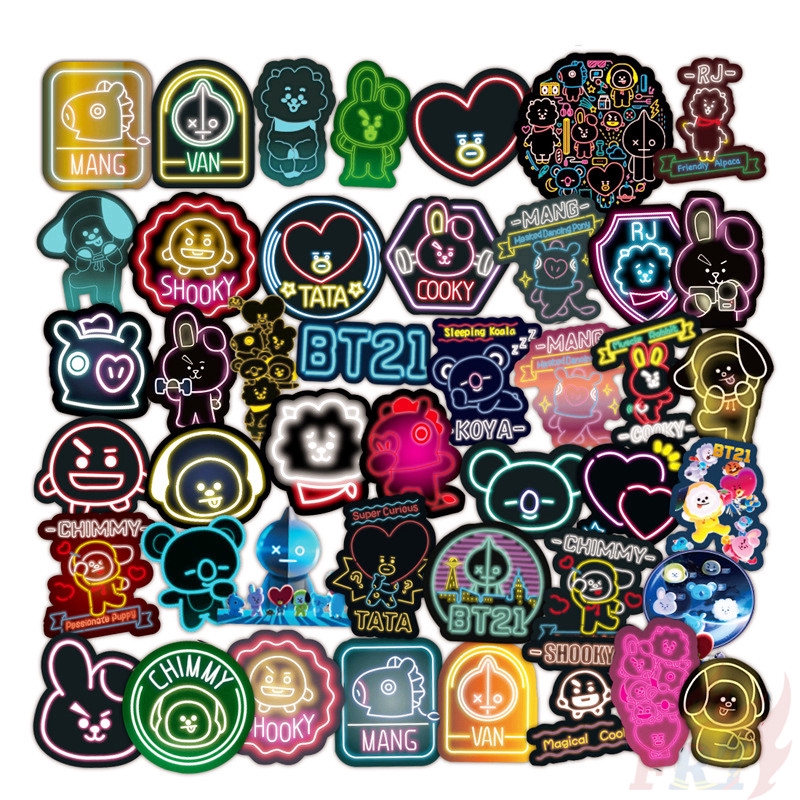 Set 50 miếng dán trang trí in hình nhóm nhạc BTS BT21 Series 03