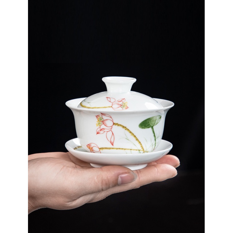 Chén Khải sứ trắng Bạch Định thấu quang 120 ml