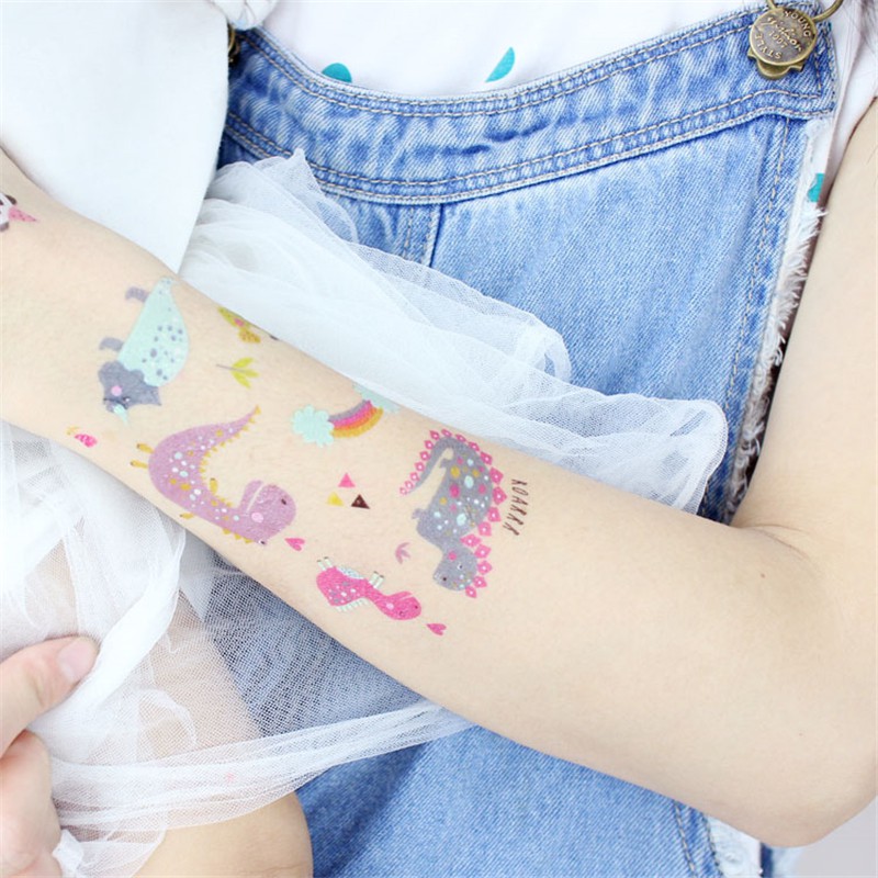 Sticker hình xăm tạm thời họa tiết khủng long chống thấm nước