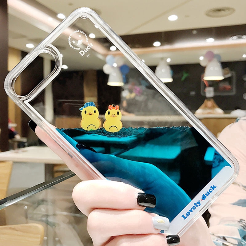 Ốp điện thoại nước chảy hình chú vịt bơi lội 3D dễ thương cho IPhone 12 11 Pro Max Mini 6 6S 7 8 8P 7P 6P 6SP X | BigBuy360 - bigbuy360.vn