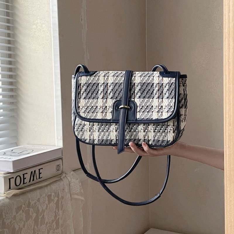 Túi tote đeo chéo YADOU sức chứa lớn họa tiết sọc caro thời trang thu đông cho nữ