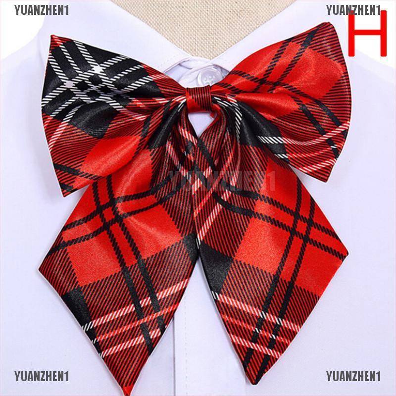 Cà Vạt Nơ Họa Tiết Kẻ Sọc Bằng Lụa Cho Nữ YUANZHEN1