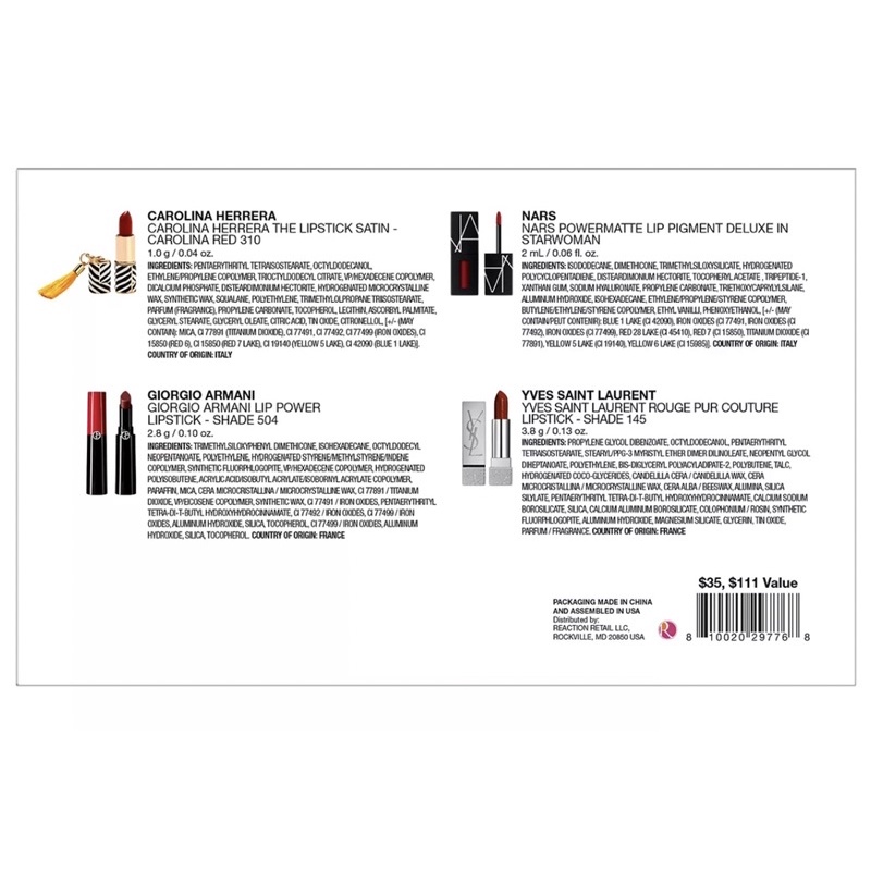 SET 4 THỎI SON CAO CẤP THE BEST OF LUXE RED LIPS