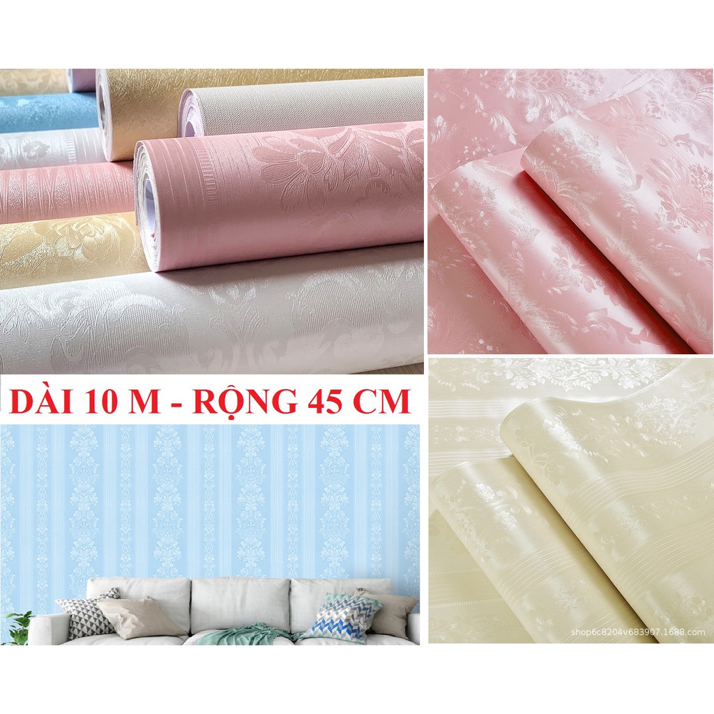 10M Giấy Dán Tường 3D Hoa Văn Nổi, Khổ Rộng 45cm Có Sẵn Keo.