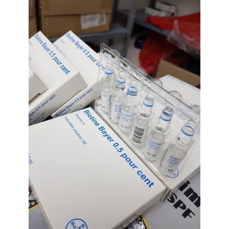Mọc tóc biotin Biotine Bayer Pháp 1 ống và đen tóc bepanthen 1 ống