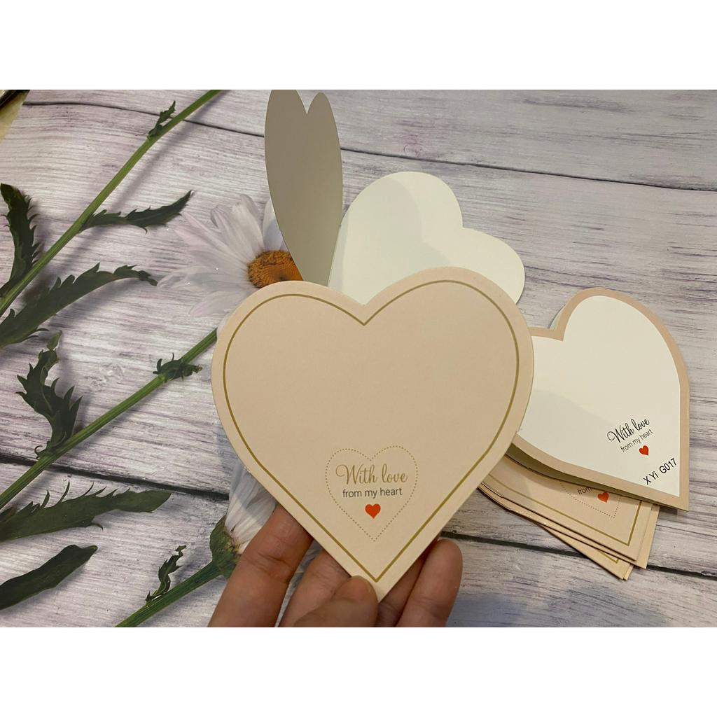Thiệp Hình Trái Tim Thiệp chúc mừng thiệp phong bì Cài Bó Hoa Gói Quà Siêu Xinh - PK2029