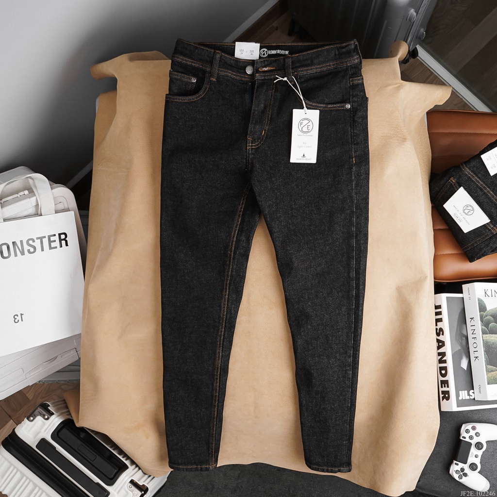 quần jean INDIGO ĐEN BASIC form slim fit phong cách thời trang nam