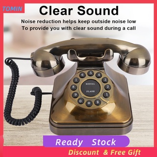 Điện thoại bàn cố định màu đồng phong cách cổ điển vintage dành cho nhà cửa văn phòng