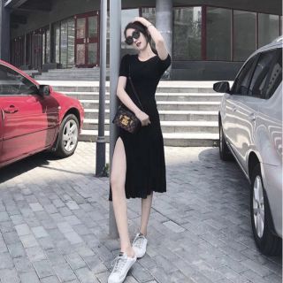 Hàng sẵn Đầm nữ maxi xẻ tà