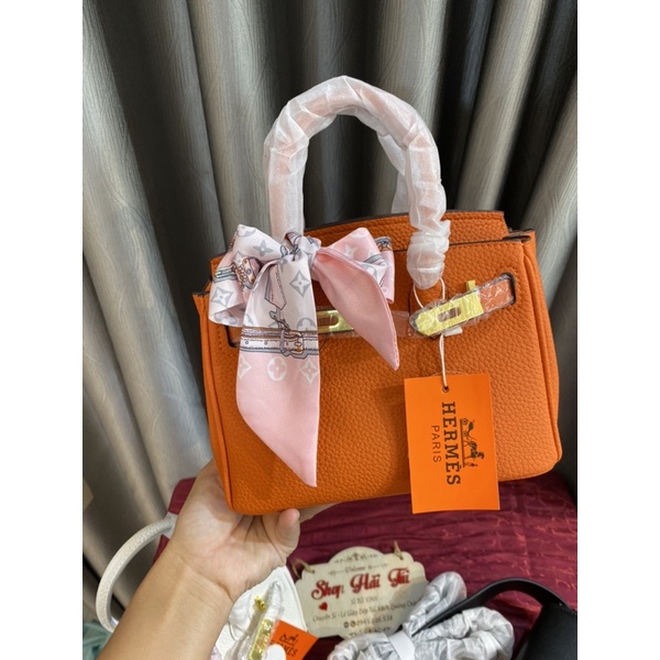 Túi her mét zize 20 cầm tay đeo chéo loại đẹp ( tặng kèm khăn)