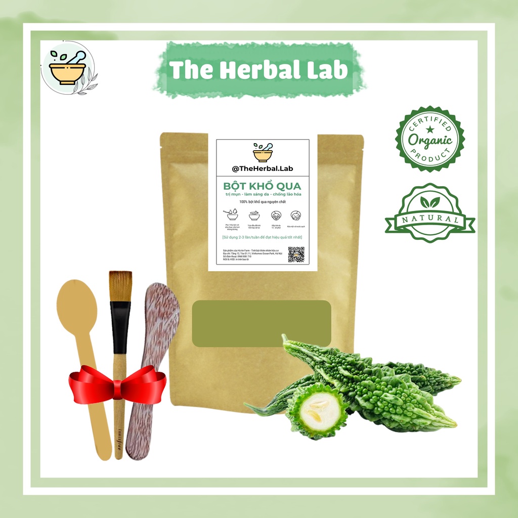 [THE HERBAL LAB] Bột Khổ qua nguyên chất HANDMADE + tặng bộ dụng cụ đắp mặt