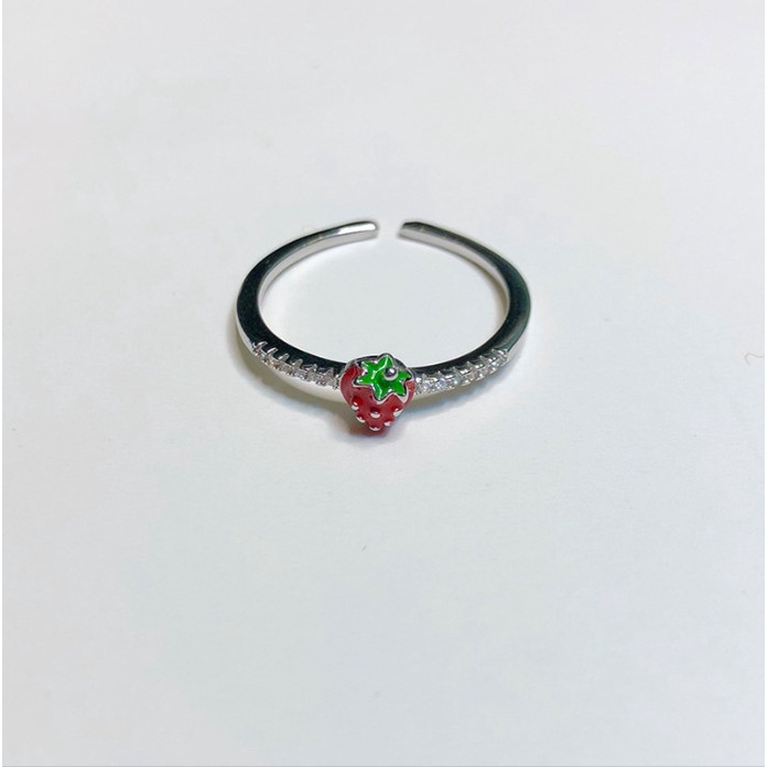 Nhẫn nữ đính đá hình quả cherry và dâu tây siêu xinh BAG U NHANCHERRY14