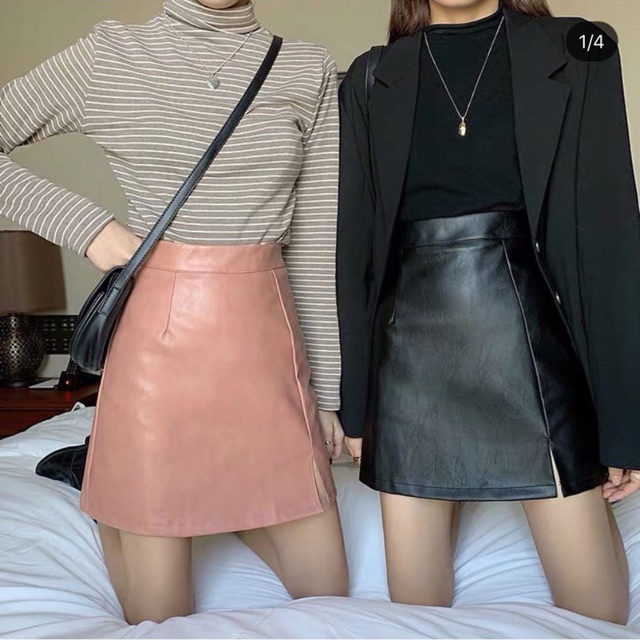 Chân váy da xẻ 1 bên