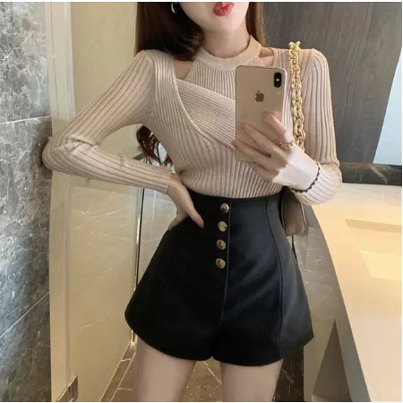 Quần Short Nữ Lưng Cao, Cạp Cao 4 Khuy Thẳng, Quần Sooc Phong Cách Hàn Quốc 46