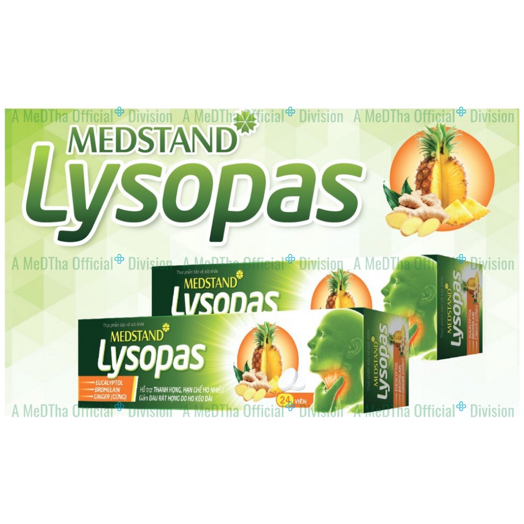 Viên Ngậm Ho Lysopas -  Bổ Phế, Giảm Ho, Khản Tiếng, Thanh Họng, Giảm Đau Rát Họng
