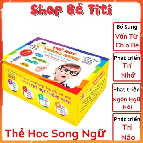 Bộ thẻ học thông minh 16 chủ đề song ngữ cho bé - đồ chơi thông 416 thẻ [ shop Bé TiTi ]
