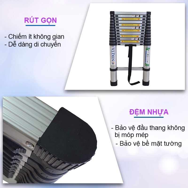 Thang rút đơn, NIKITA R49, Chiều cao tối đa 4m9 Mẫu 2021