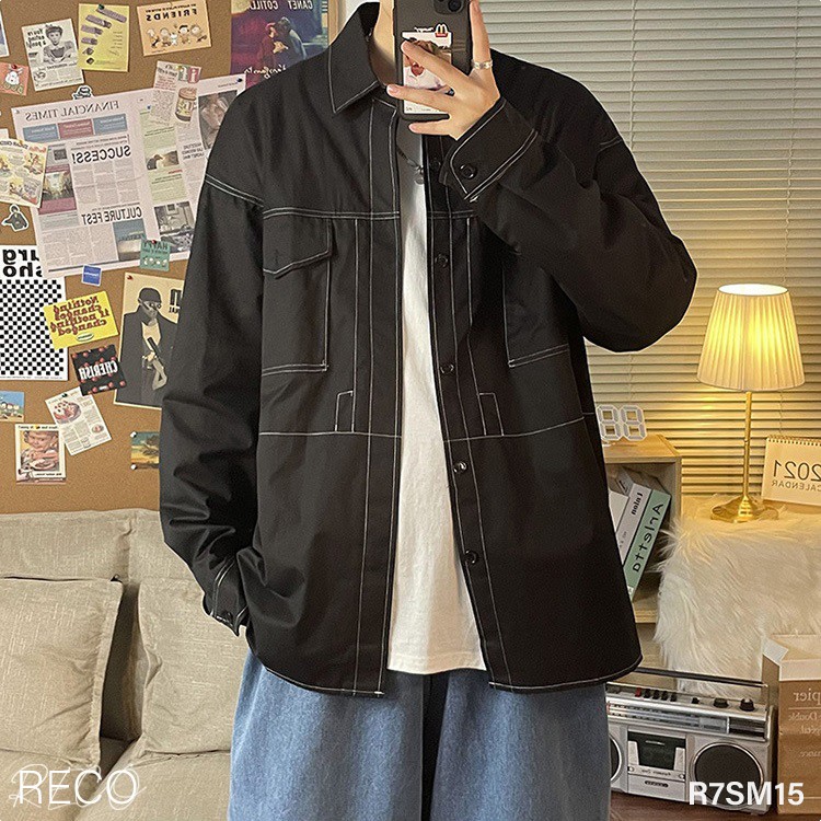 Áo sơ mi nam nữ Hàn Quốc cao cấp dáng rộng dài tay Shirt Loose R7SM15