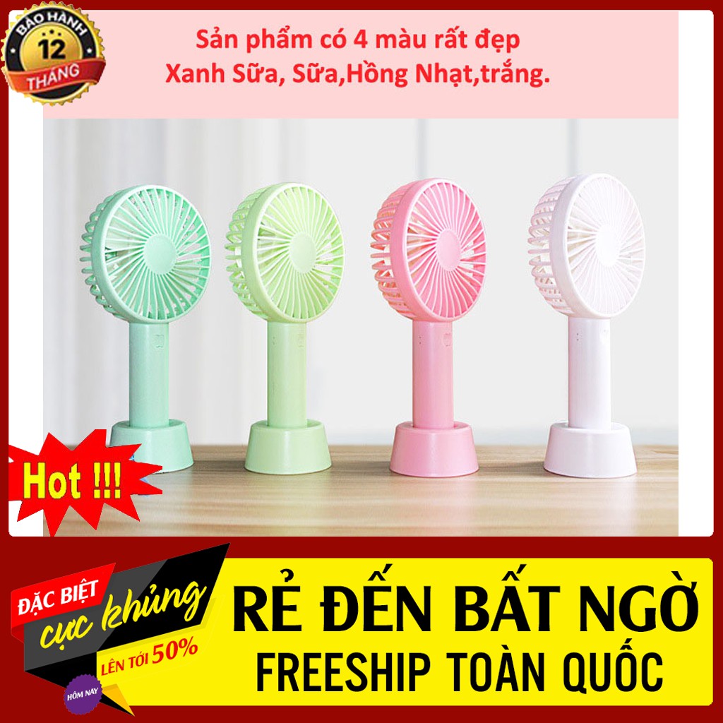 Quạt Mini Cầm Tay Tích Điện 4 Cánh Pin Sạc Có Đế Để Bàn 💥SIÊU HOT💥