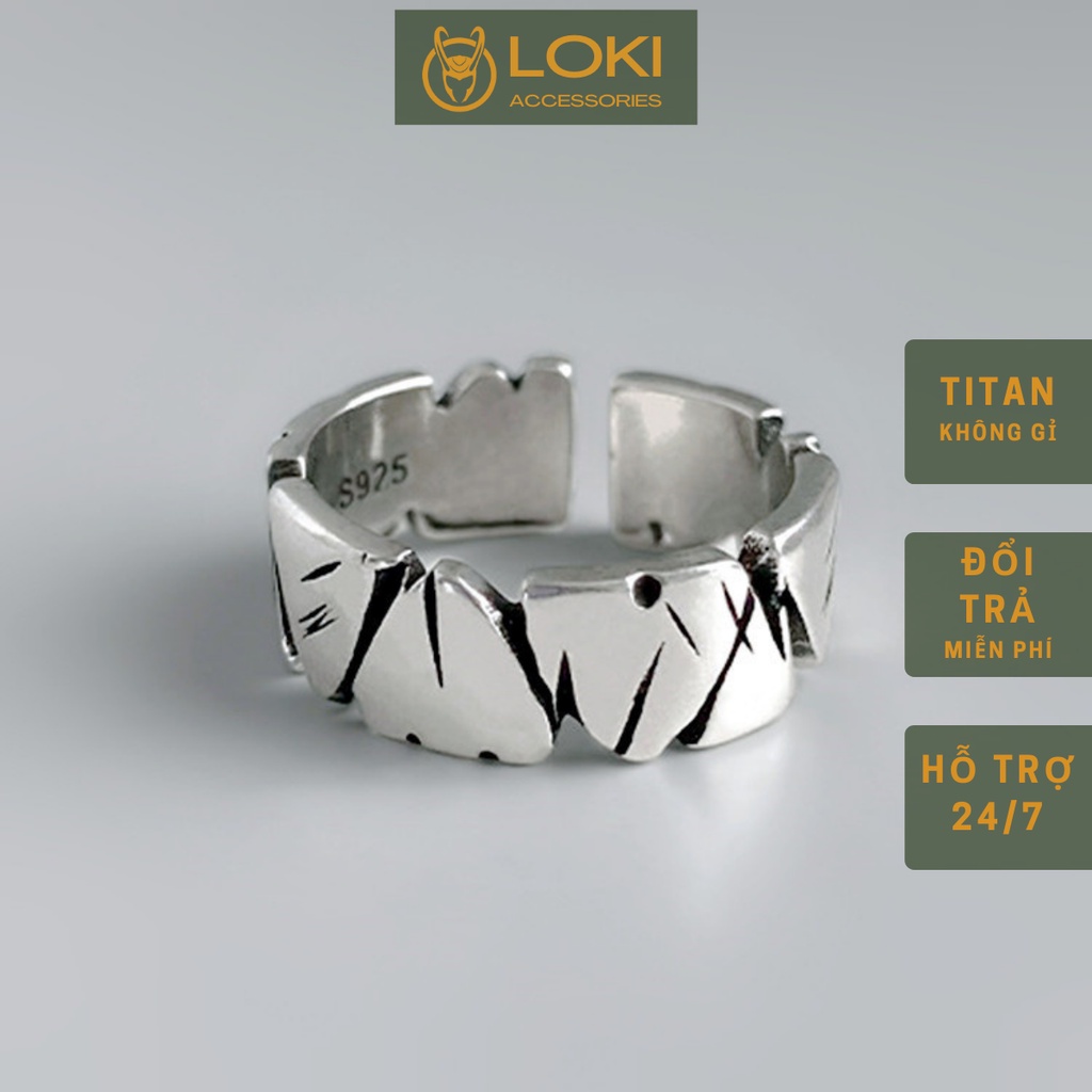 Nhẫn Nam Mountain Phong Cách Cá Tính Loki Accessories Màu Bạc Đẹp Cao Cấp - Nhẫn Nam Hình Núi Titan - Nhẫn Mountain