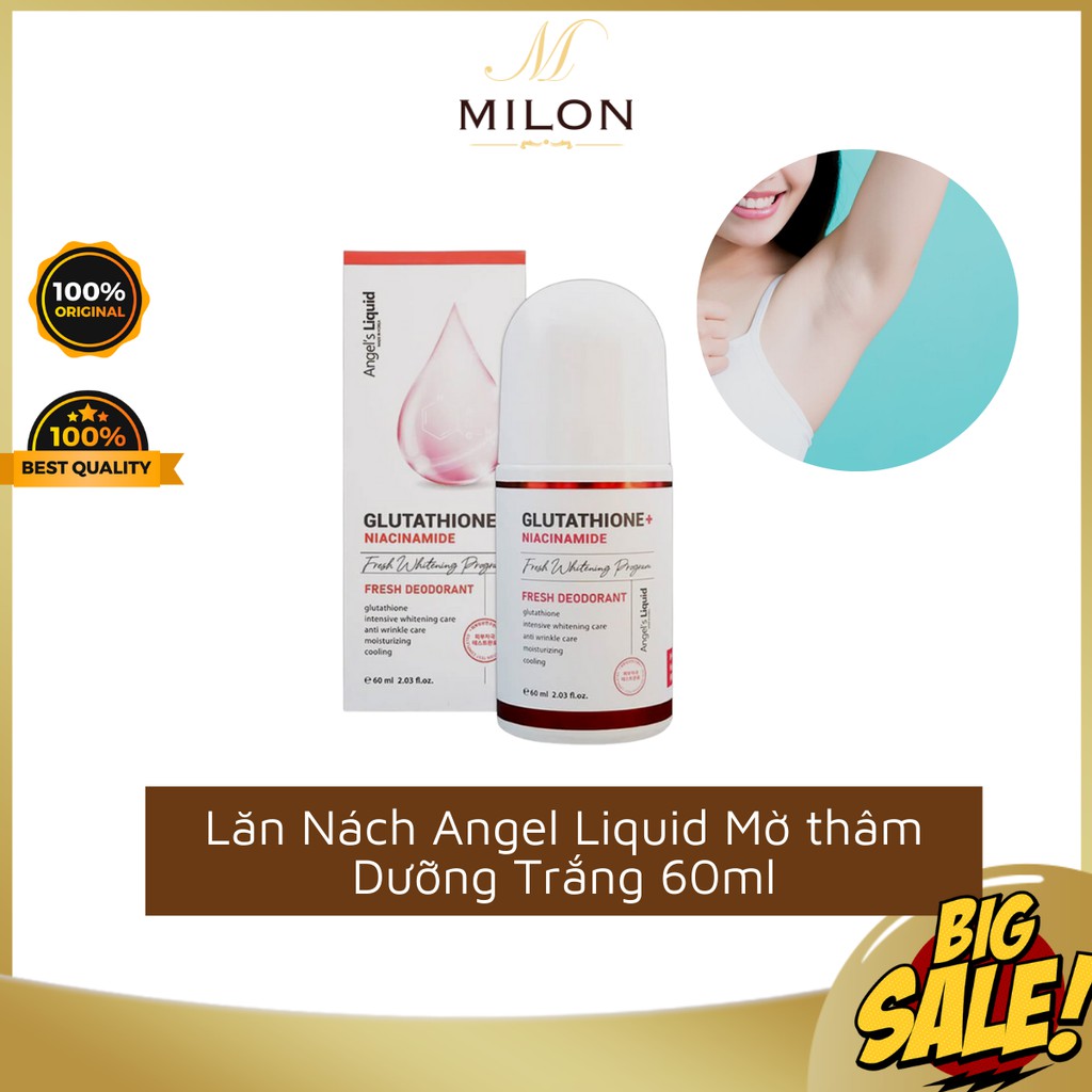 [100% CHÍNH HÃNG] Lăn Nách Angel Liquid Mờ thâm Dưỡng Trắng 72 Tiếng Angel's Liquid Glutathione Niacinamide 60ml