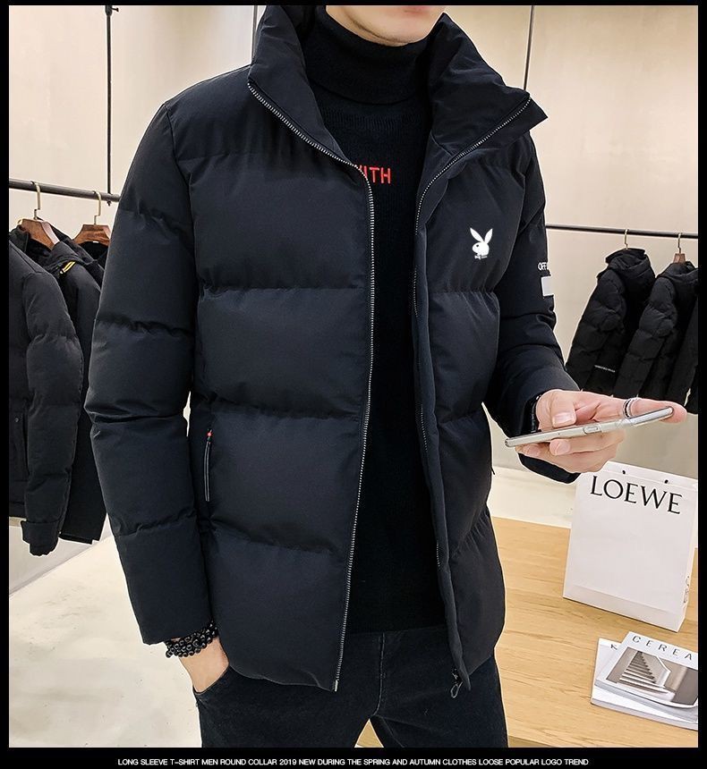 Áo khoác nam form rộng-winter new style cotton-padded jacket men's jacket thick down padded jacket stand-up collar short