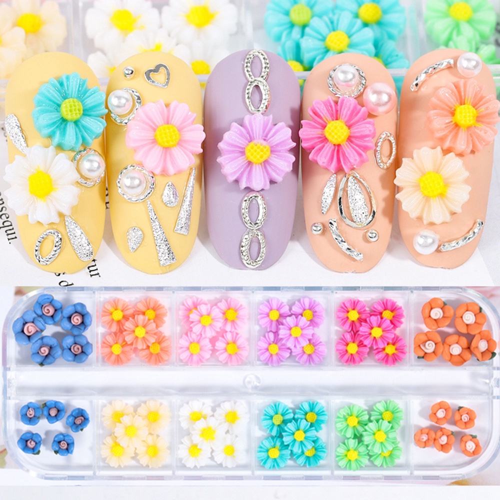 [Hàng mới về] Phụ kiện trang trí móng tay họa tiết tùy chọn 3d bằng nhựa resin nhiều màu sáng tạo DIY