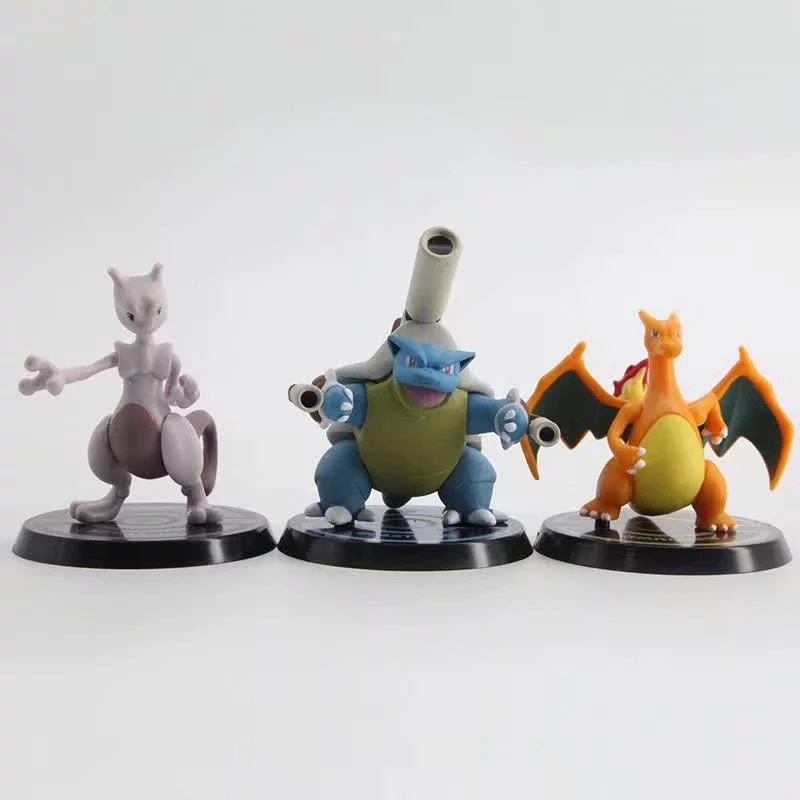Bộ 6 mô hình nhân vật anime Pokemon Pikachu Mewtwo Charizard Venusaur Blastoise đồ chơi bằng PVC
