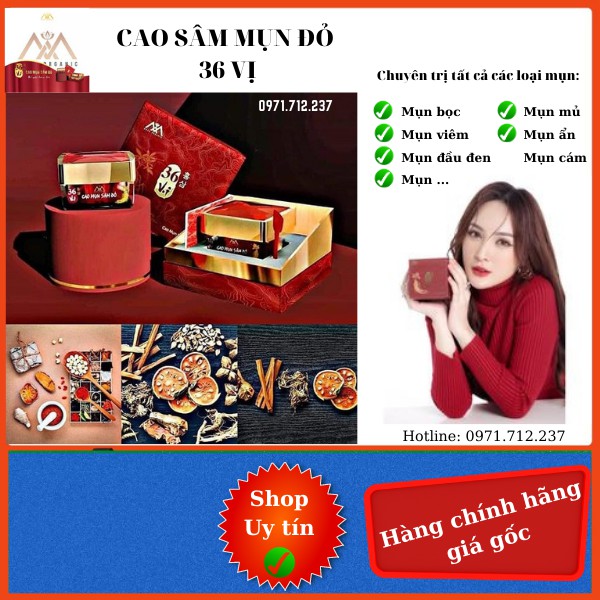 Cao sâm mụn đỏ 36 vị chính hãng - Hộp lớn 15gram - cao mụn sâm đỏ 36 vị chính hãng FREESHIP