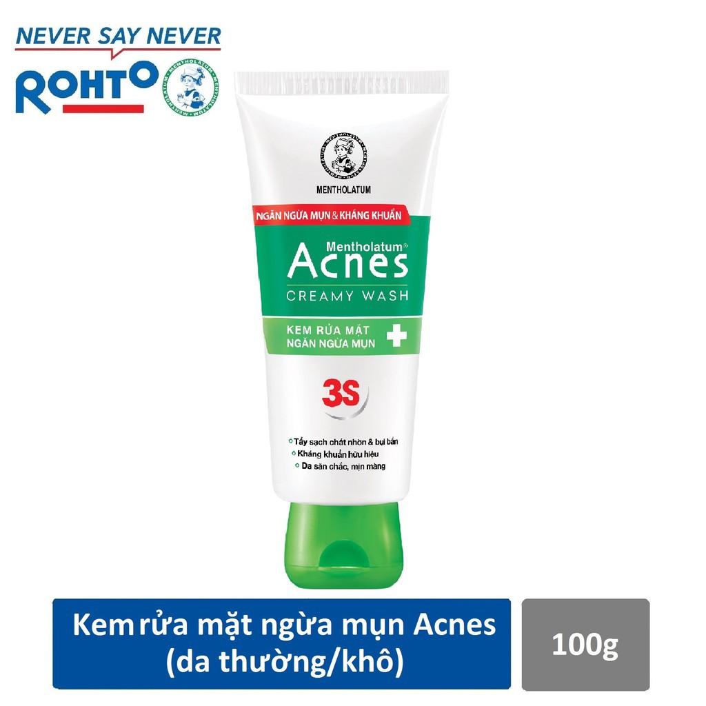 ✅[CHÍNH HÃNG] SỮA RỬA MẶT ACNES CREAMY WASH NGỪA MỤN 3S 100G