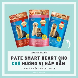 Pate/ Thức ăn ướt Smartheart gói 130g vị bò và thịt gà bổ sung DHA, Canxi và các dinh dưỡng cần thiết dành cho chó