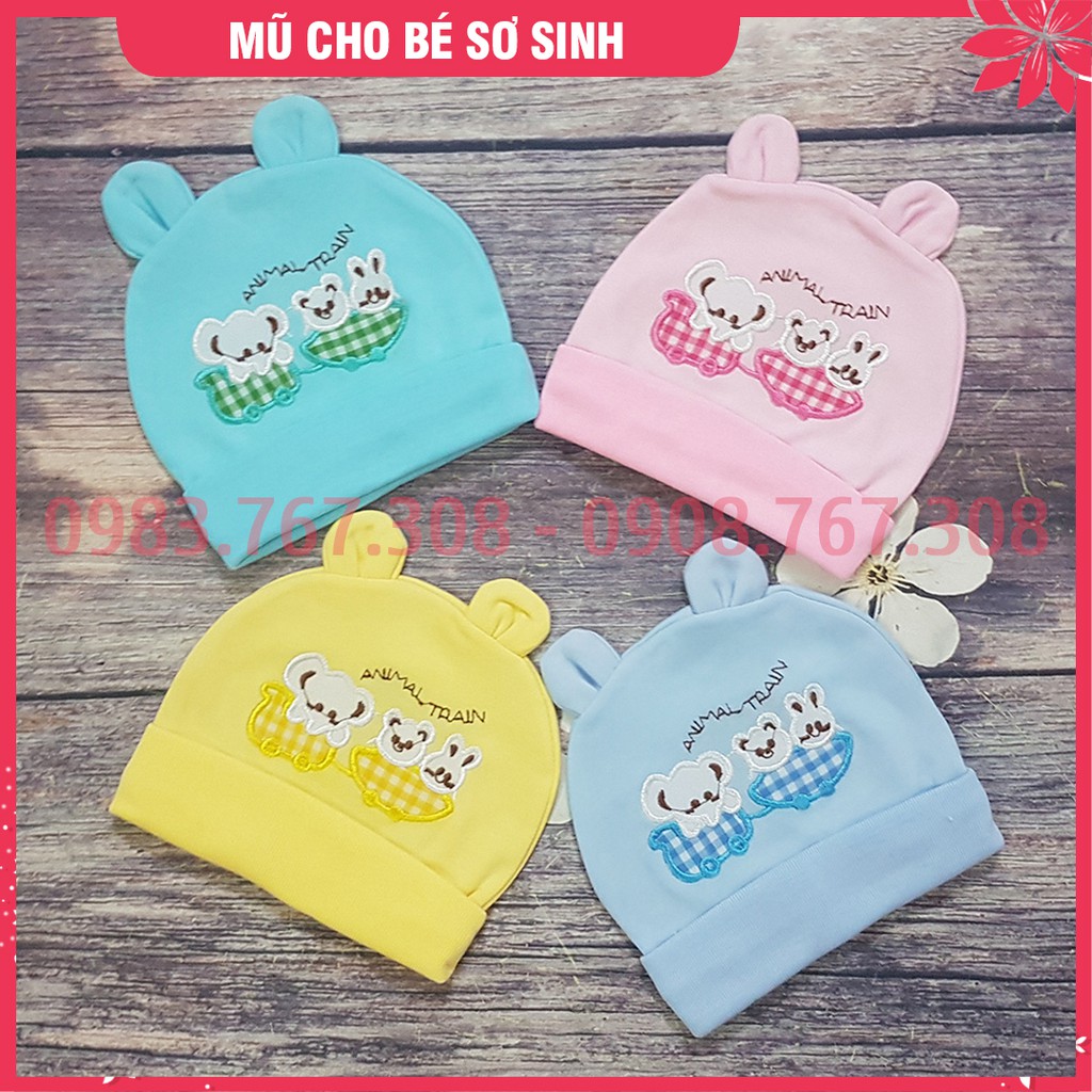 Mũ Đội Sơ Sinh Hình Tai Thỏ Cho Bé Chất Cotton - Bé Từ Dưới 6kg - BTT00567