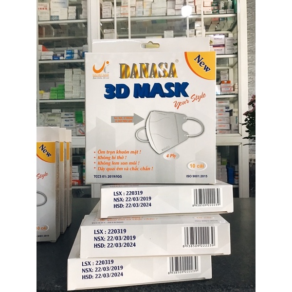Khẩu trang Danasa 3D mask 4 lớp kháng khuẩn (hộp10cái) mua 10h tặng 1h