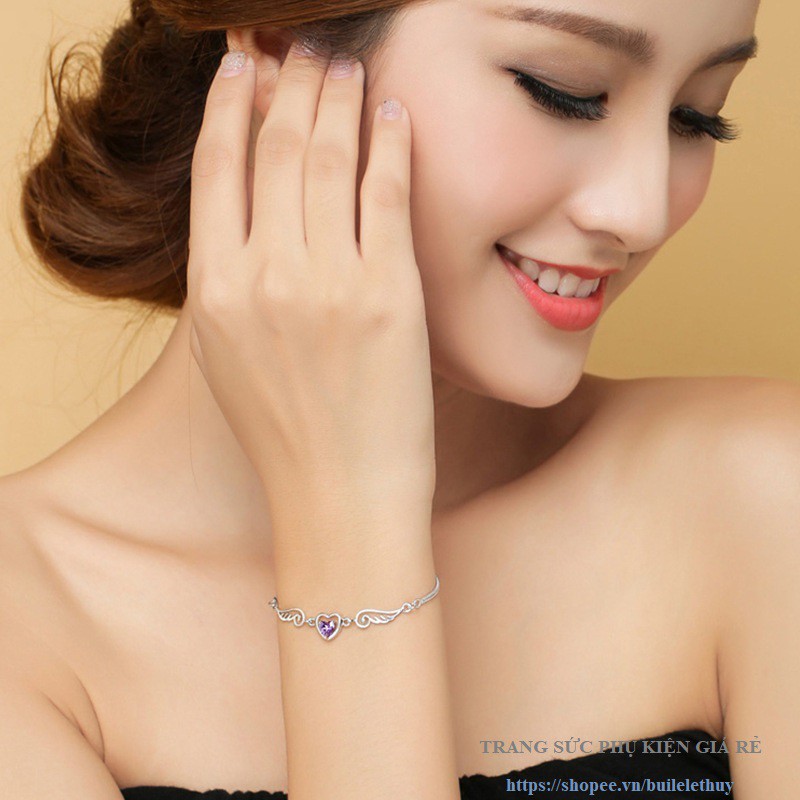 Vòng tay nữ cánh thiên thần phong cách Hàn Quốc, xi bạc ý 925, nhỏ xinh, sale giá rẻ