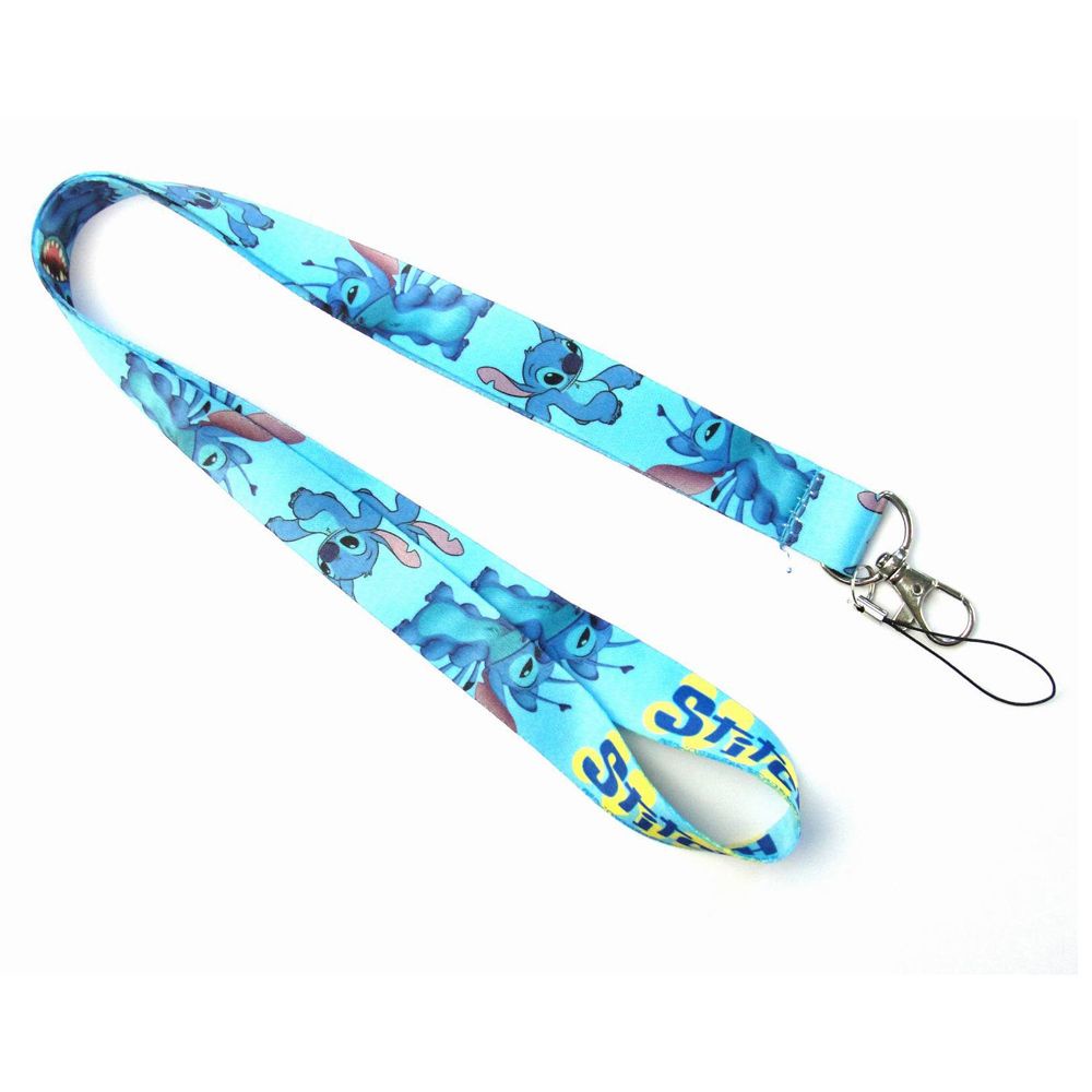 Dây Đeo Cổ Gắn Điện Thoại / Thẻ Id / Đồ Chơi Hình Stitch Hoạt Hình Dễ Thương Cho Bé
