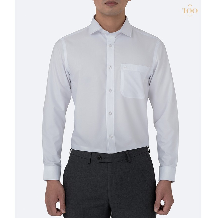 Áo sơ mi nam dài tay TQQ chất sồi màu trắng trơn M001CS