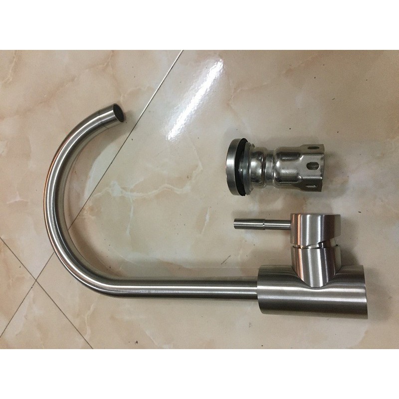 Vòi Rửa Bát,Vòi Rửa Chén Nóng Lạnh Inox 304 Cần Cứng Xoay 360- Tặng 2 dây cấp nước