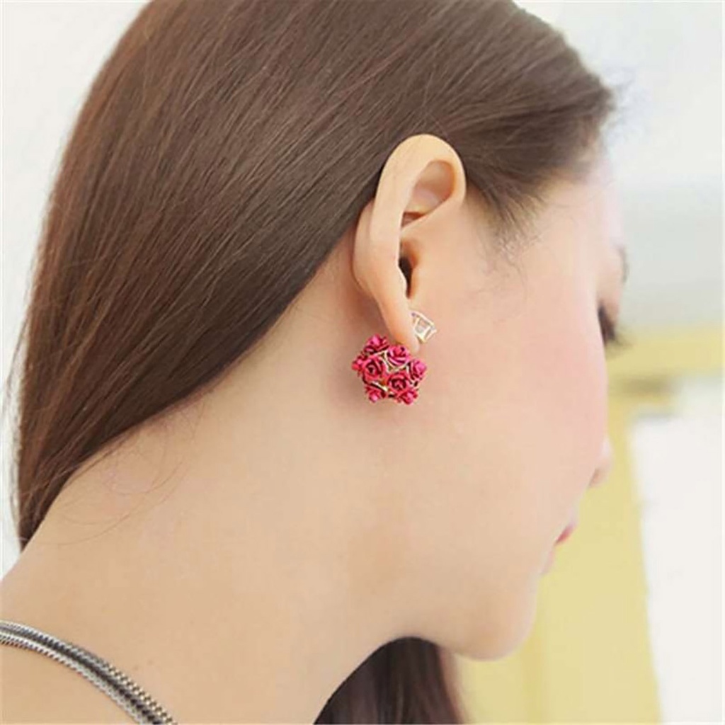 Đôi bông tai hình đóa hoa hồng kiểu dáng thanh lịch cho nữ