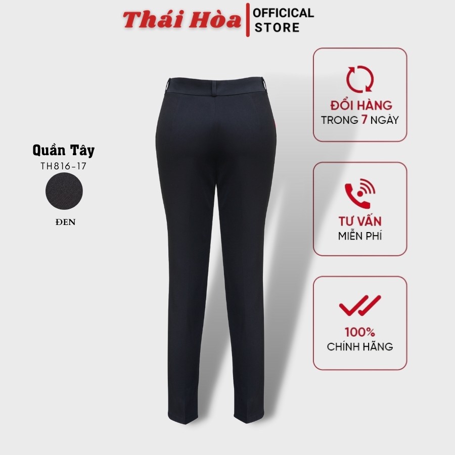 Quần vải nữ công sở kiểu dáng ống đứng Quần Tây nữ Thái Hòa TH816 2 màu đen, xanh than truyền thống | BigBuy360 - bigbuy360.vn